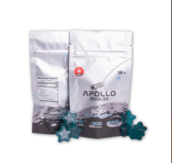 Apollo Edibles – Blue Raspberry Shooting Stars 3000MG THC (INDICA) Edibles Buy Weed Online