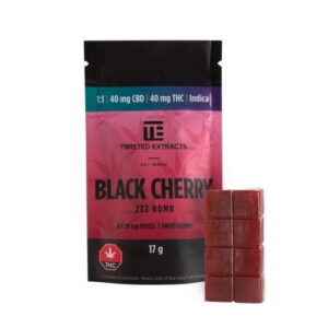 Twisted Extracts – Black Cherry 1:1 Zzz Bomb (40mg THC + 40mg CBD) Edibles Buy Weed Online